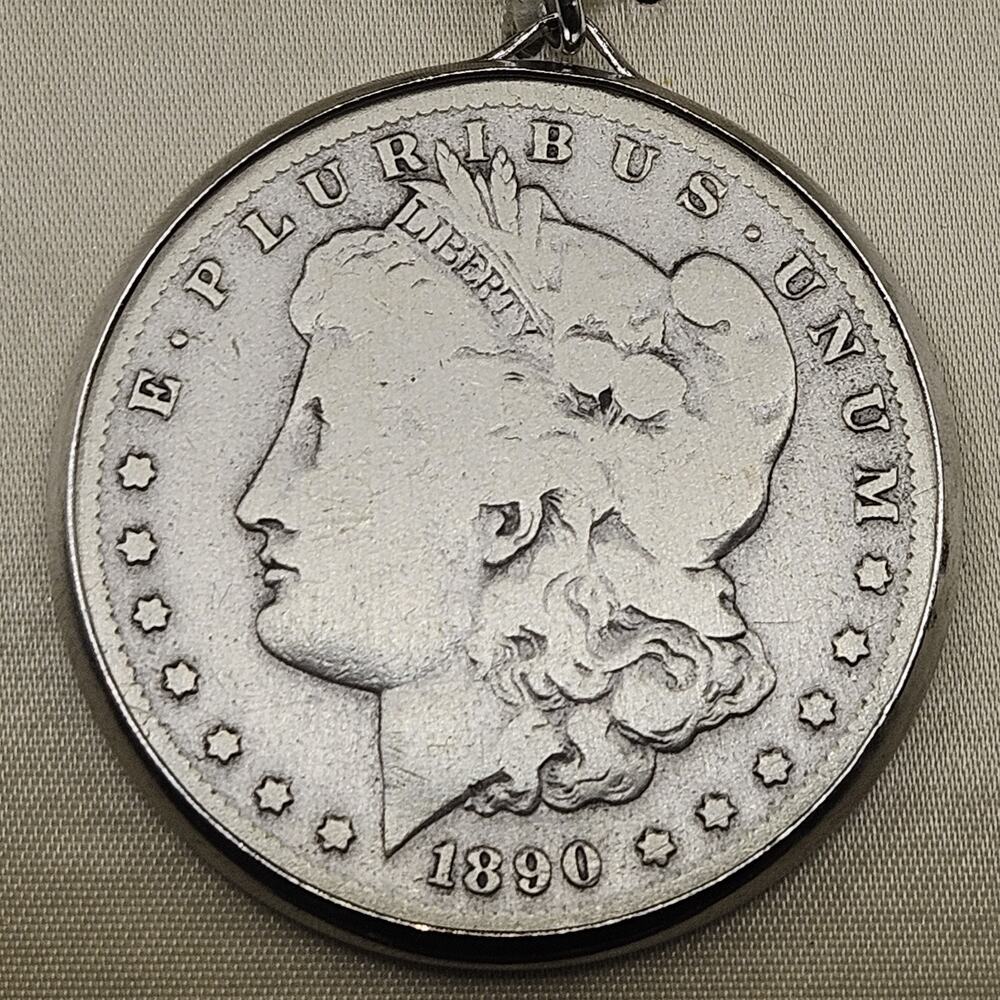 Vintage Swank "Lucky Buck" 1890-O Morgan Silver Dollar Keychain in Original Box